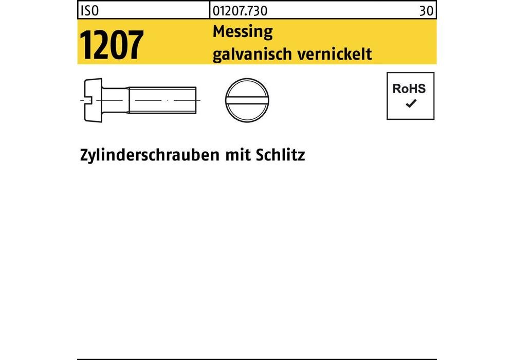 Reyher Zylinderschraube ISO 1207 m.Schlitz M 4 x 40 Messing galvanisch vernic...