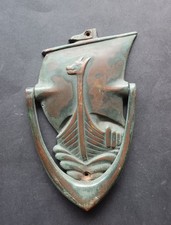 Original antiker Türklopfer Wikingerschiff Wikinger Bronze Höhe 16 cm
