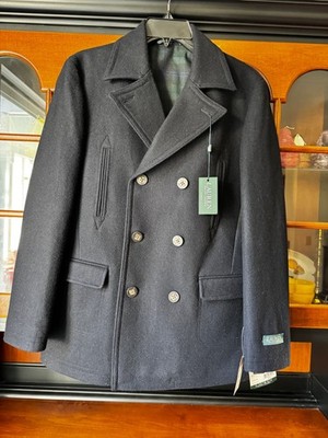 NEW NWT LAUREN RALPH LAUREN DARK NAVY PEA COAT JACKET BLACKWATCH