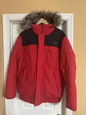 The North Face Jacket Mens Large Red Black McMurdo Bomber 550 Down DryVent Hood