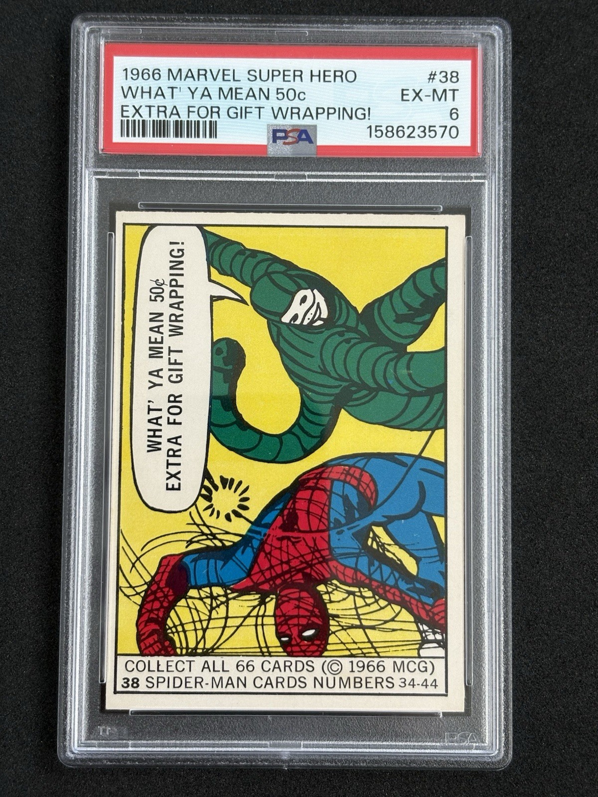 Spider-Man #38 Marvel 1966 Super Heroes trading card — raw and PSA graded price guide