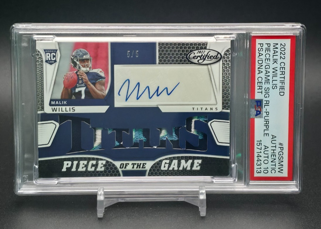 Malik Willis PSA 10 Auto 2022 Panini Piece Of The Game RPA /5 Purple RPA