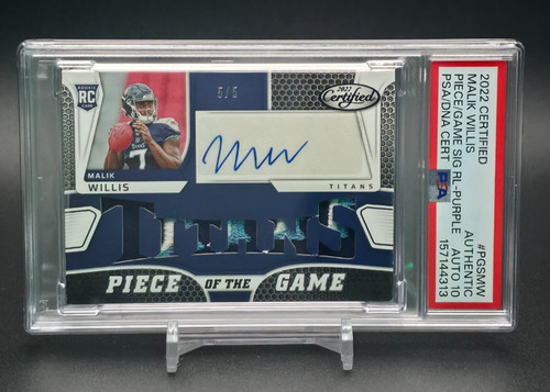 Malik Willis PSA 10 Auto 2022 Panini Piece Of The Game RPA /5 Purple RPA