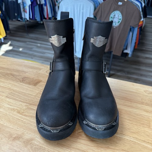 Harley-Davidson Startex Black Leather Motorcycle Boots D96090 Men's Size 10 - Picture 5 of 9
