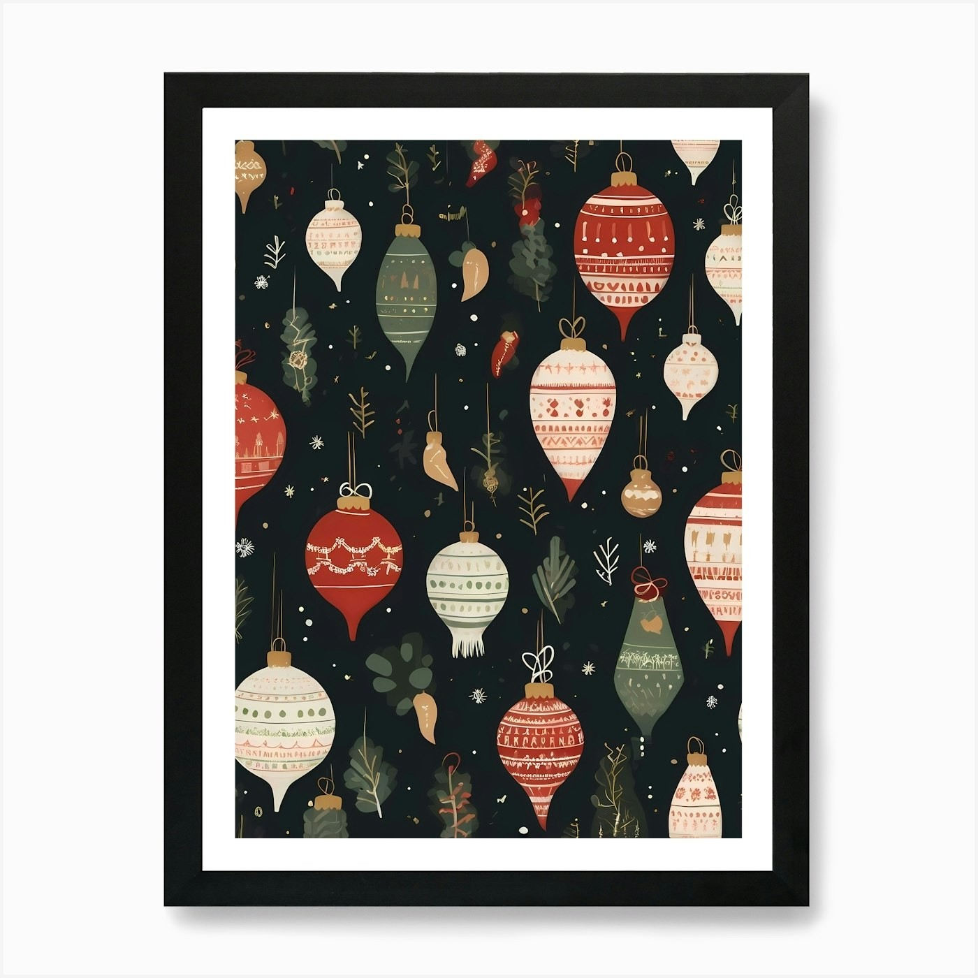 Christmas Ornaments 1 Art Print Framed Wall Art Poster Canvas Print Picture