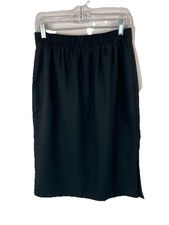 J Crew Black Pencil Skirt Pockets Elastic Waist Work Office Career Size S