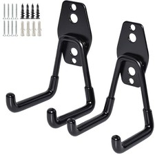GeeWatom 2 Pack Garage Storage Utility HooksGarage Garden Tool Black