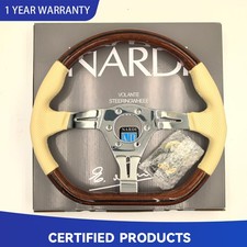 Steering Wheel Fits For Vw Wood Flat Beige Leather Beetle 1200 1300 1302 1303