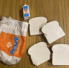 5 pc FISHER PRICE Fun with Food Milk  Bread Set  Bag Toys Vintage C1987