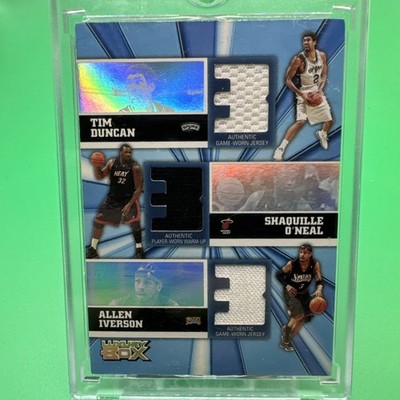 Tim Duncan Allen Iverson Shaq Luxury Box Tri Patch Jersey 2 / Color HOF SP /250