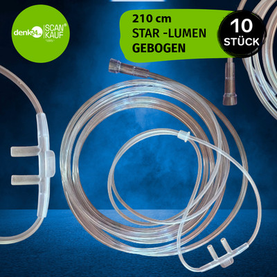10 x Brille Sauerstoff-Brille | GEBOGENER Ansatz | Erwachsene 210cm NASENBRILLE