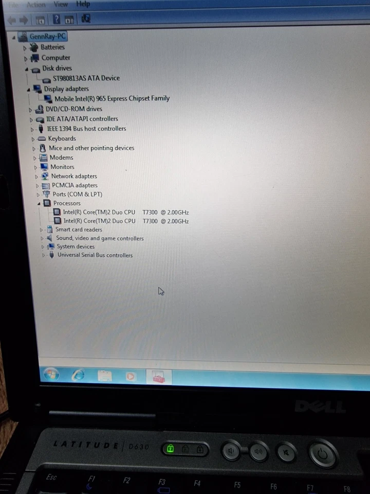 Dell Latitude D630 Laptop 14" IC2D T7300 2GHz 80Gb Hdd 1gb Ram Power On Tested - Image 3 of 4
