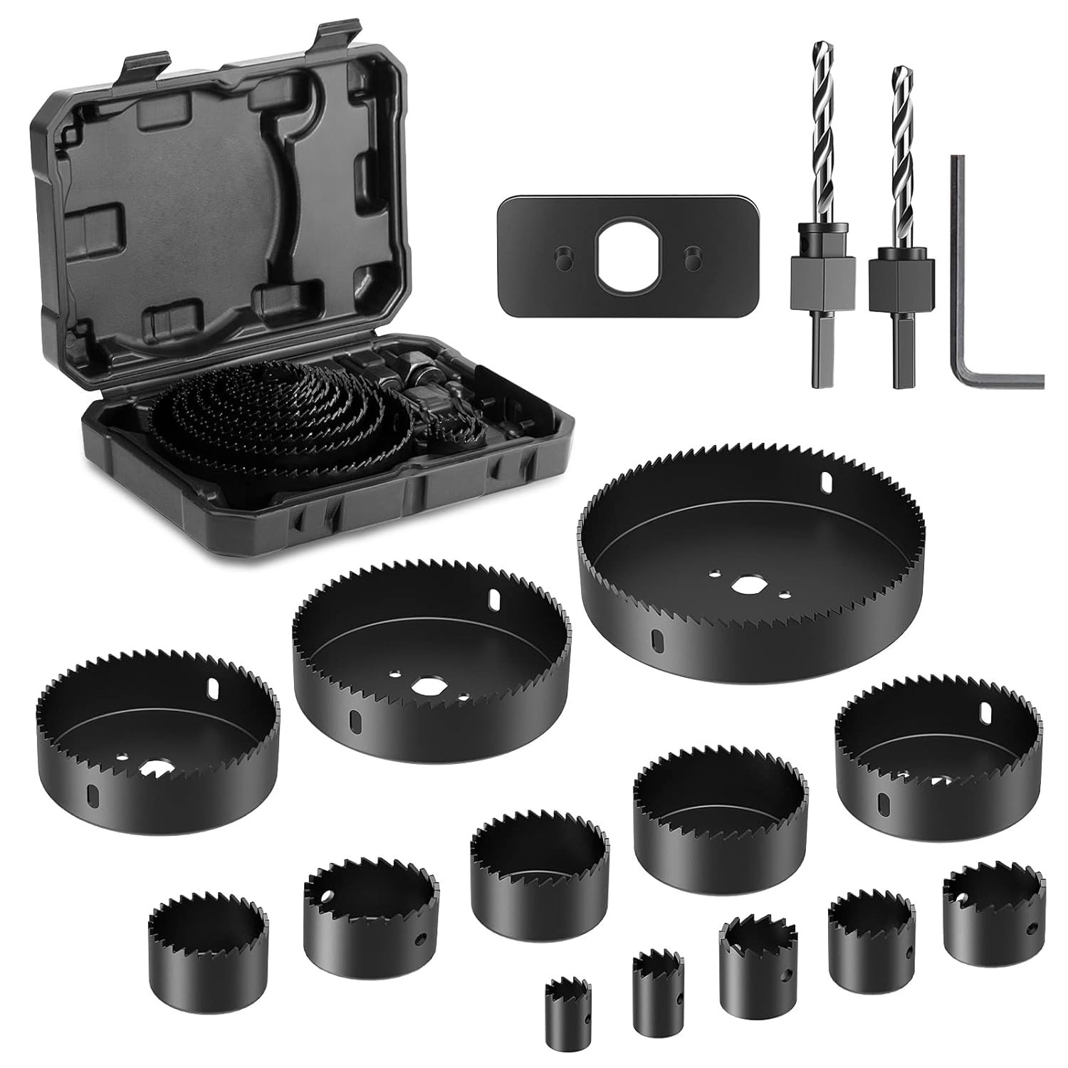 Hychika Hole Saw Sets 19pcs Hole Saws 19mm 127mm 1 Installation Plate New