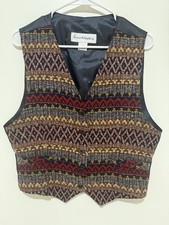 Norton McNaughton Women's Vintage Patterned Vest Black Red Brown Gold Regular