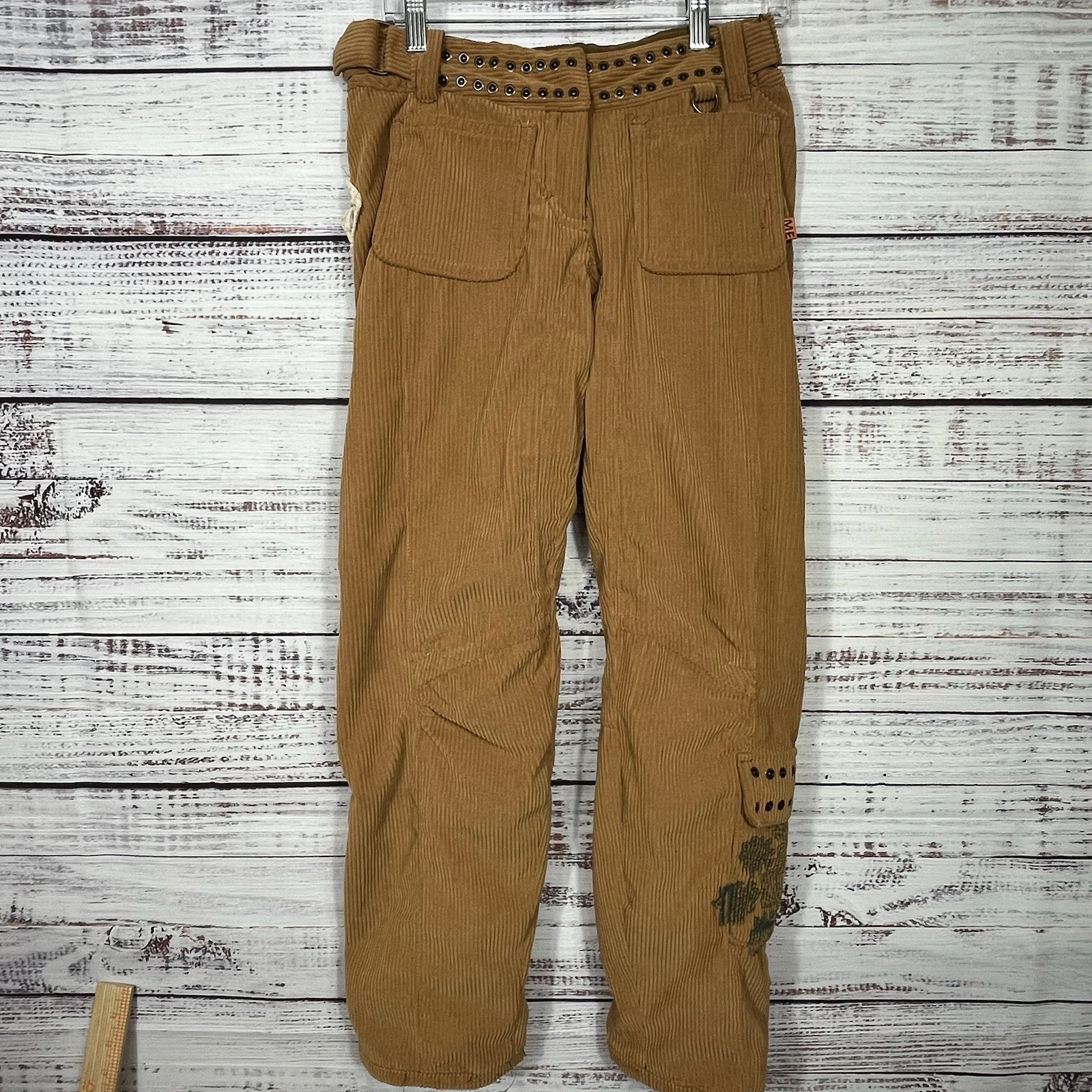 Obermeyer Bliss Corduroy Patchwork Snow Ski Pants Ladies Sz 3 Embroidered Grunge