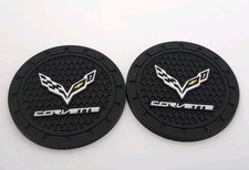 Logo black white yellow anti-slip cup holder coasters for Corvette NEW