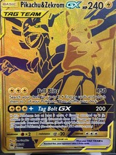 Pikachu & Zekrom GX SM248 Gold Promo Tag Team Carta Pokémon LP