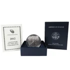 2012-W Burnished $1 American Silver Eagle Box, OGP & COA