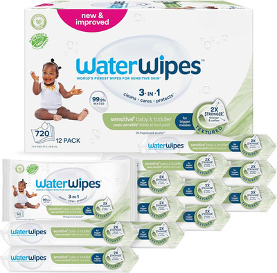 Sensitive+ Baby & Toddler Wipes, 3-In-1 Cleans, Cares, Protects, 99.9% Water, Te