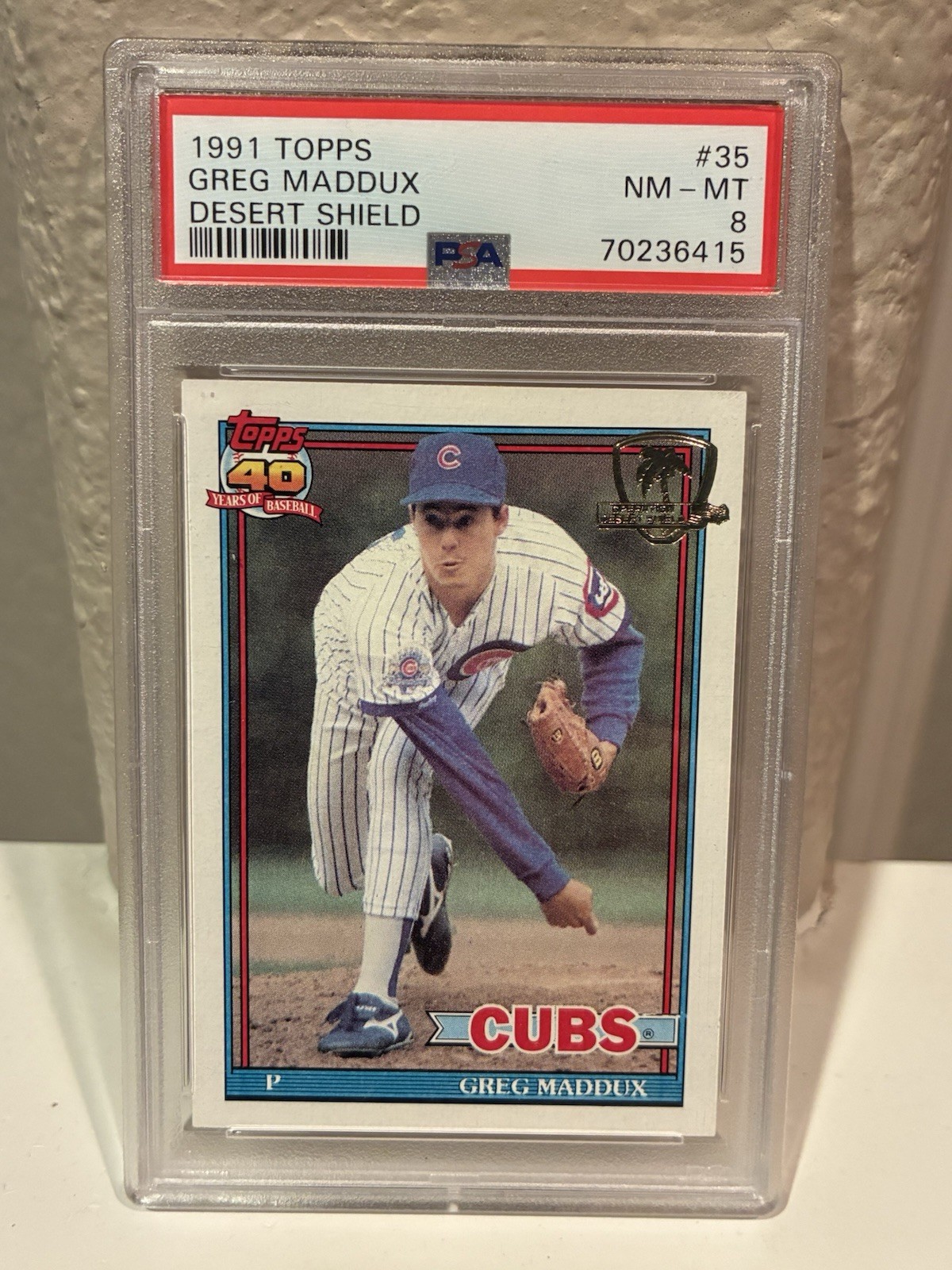 1991 Topps Desert Shield #35 Greg Maddux PSA 8