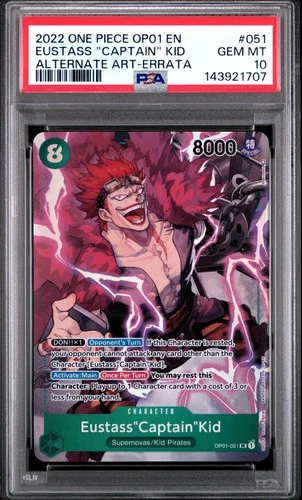 2022 ONE PIECE OP01-ROMANCE DAWN #051 EUSTASS "CAPTAIN" KID PSA 10