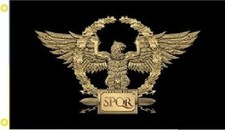 3X5 SPQR ANCIENT Roman Empire Senate and People of Rome BLACK TACTICAL Flag