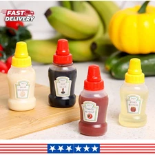 4Pcs Mini Condiment Bottles Portable Seasoning Storage Jars BBQ Sauce Dispensers