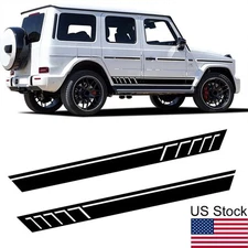 2Pcs Black Side Skirt Door Racing Stripe Vinyl Sticker Car Truck SUV Universal