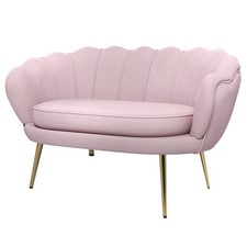 HOMCOM Divanetto 2 Posti in Stile Industrial Chic Effetto Velluto Rosa