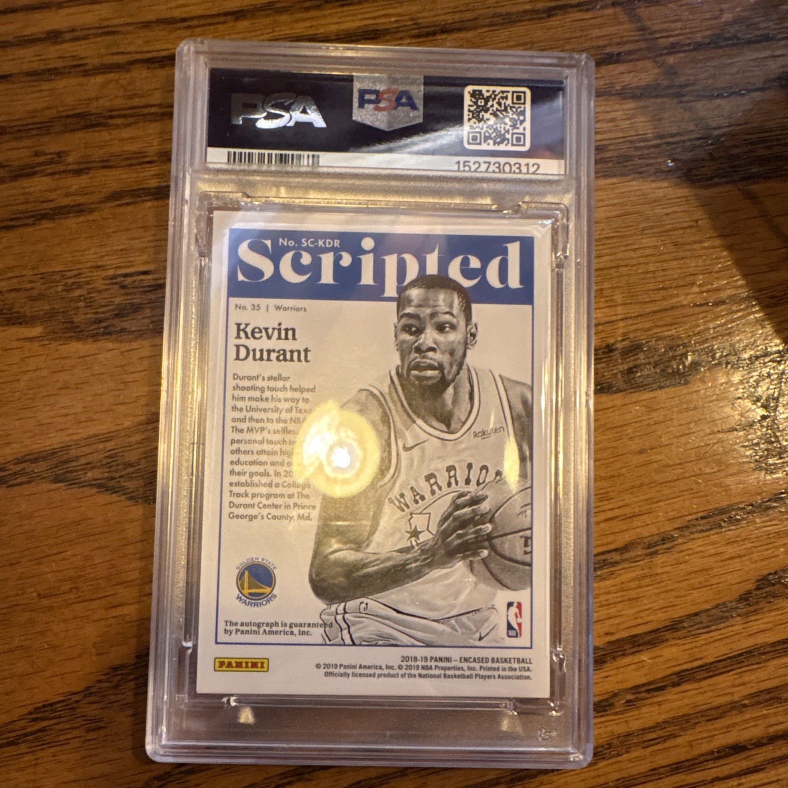 Panini 2018-19 Encased Kevin Durant #SC-KDR Scripted Sigs Bronze /12 PSA 9 Auto view 3