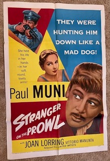 Stranger on the Prowl 1952 Movie Poster 27x41 Paul Muni Joan Lorring Italian