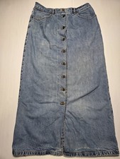 Eddie Bauer Women's VTG Buttoned Flannel Lined Denim Skirt Size 8