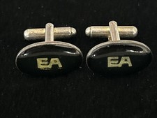EA EMPORIO ARMANI Cufflinks - Men’s Fashion Gold Tone Black 1990s VINTAGE VTG