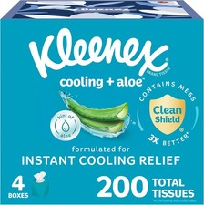 Kleenex Cooling  Aloe Facial Tissues, 4 Cube Boxes, 50 Tissues Per Box, 2-Ply