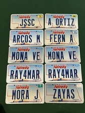 Nebraska Personalized Vanity License Plate Lot Of 10 Plates. Great Craft Letters