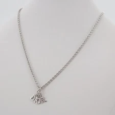 Christian Dior Used Logo Chain Necklace Silver Vintage Authentic #EK13 O