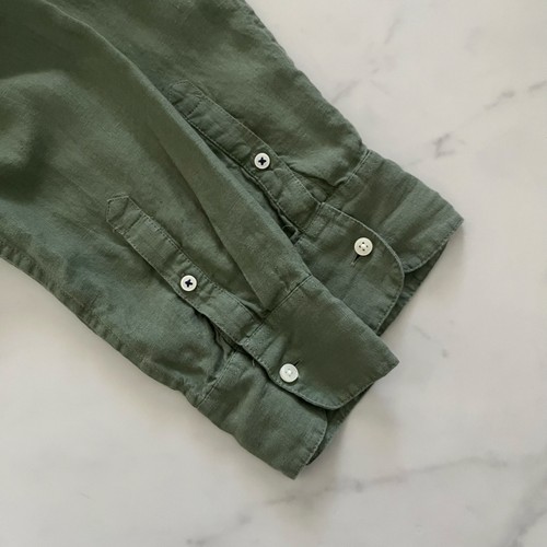 J crew Slim-fit Baird McNutt Irish linen shirt Pale Cypress Green Sz 14 Coastal - Picture 7 of 11
