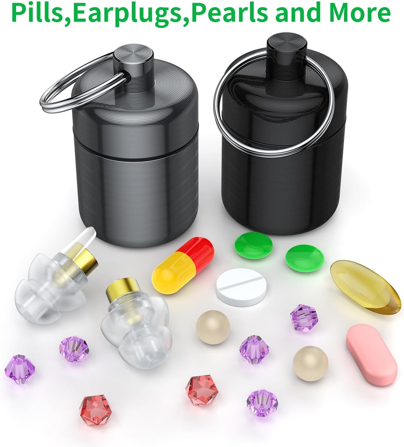 Ear Plug Carrying Case Keychain(2 Pack), Small 2 Pair (Pack of 1), Black Grey 