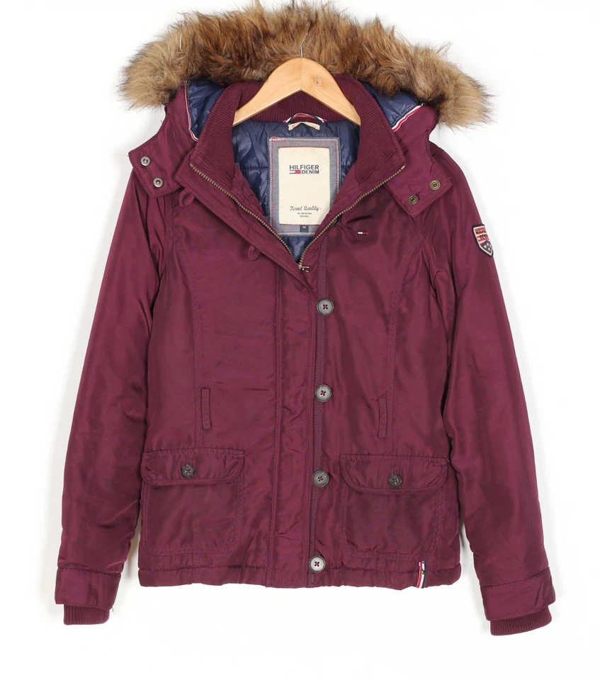 TOMMY HILFIGER DENIM Jacke mit Fellkapuze Damen Größe M MJ5998 - Bild 1 von 4