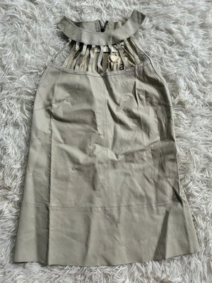 NEW illia Anthropologie Earthy Minimalist Boho Festival Suede Leather Cage Top M