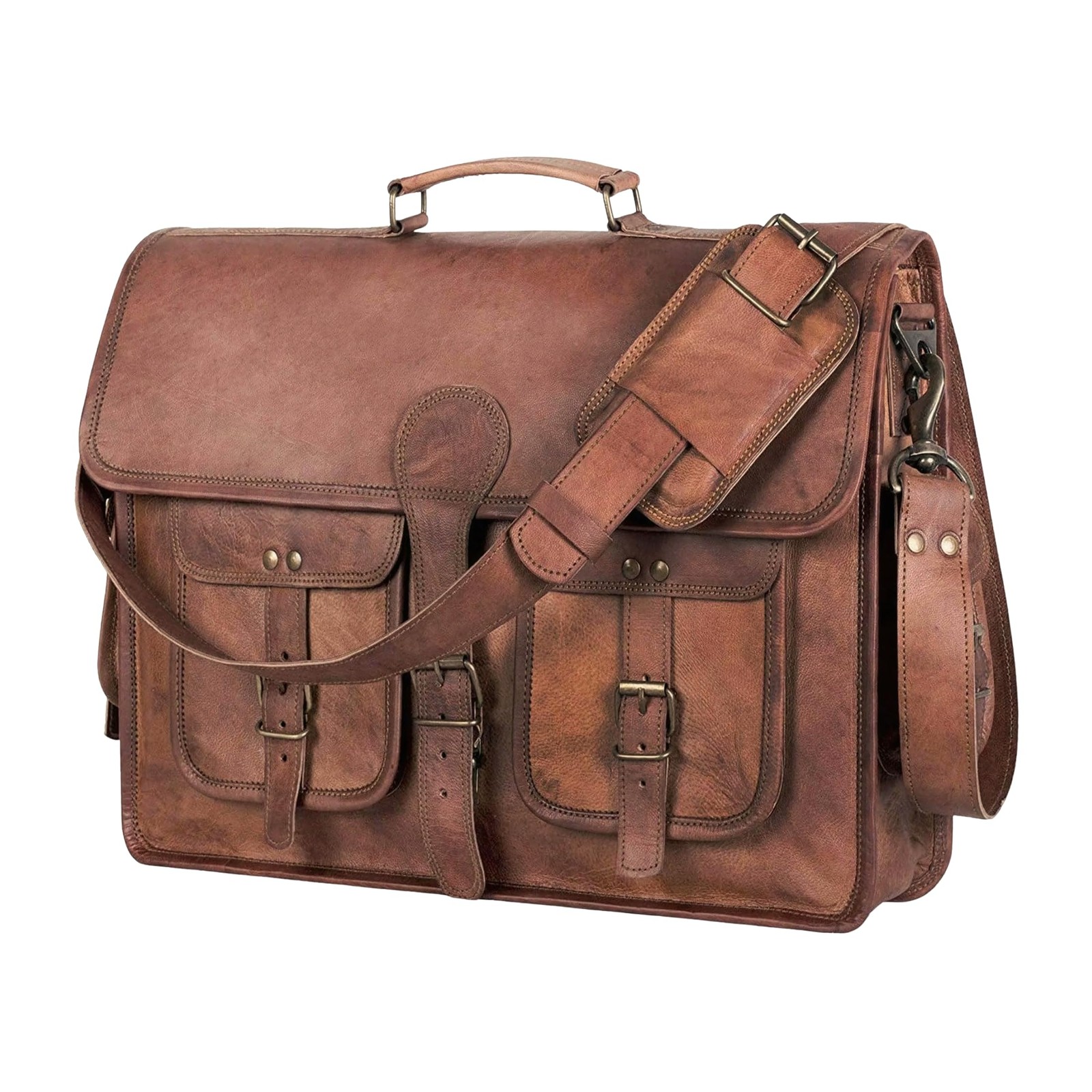 Leather Messenger Bag for Men and Women 18 inch Large Vintage Leather Briefca.... Available Now for $108.77