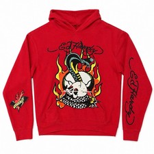 Ed Hardy Flame Cobra Hoodie Mens XXL Cherry R...