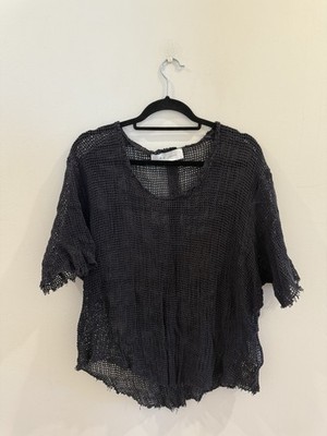 IRO Jeans Black Knitted Mesh Top Size L