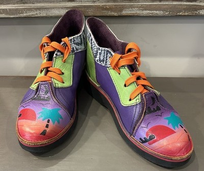 Soletech Hand Painted Leather Designed Women's Size 7 Sun/Cloud/Tree Design