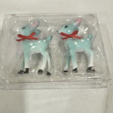Target Wondershop Mini Retro Deer Ornaments, Set of 2, Teal Green with Glitter