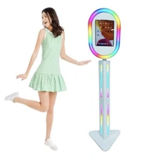 Portable iPad Photo Booth Selfie Stand Metal Shell w/ RGB Light for all Ipad