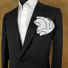 NEW - Men's 2-in-1 Pouf Round Pocket Square - White Satin - More Colors