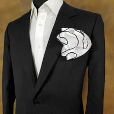 NEW - Men's 2-in-1 Pouf Round Pocket Square - White Satin - More Colors