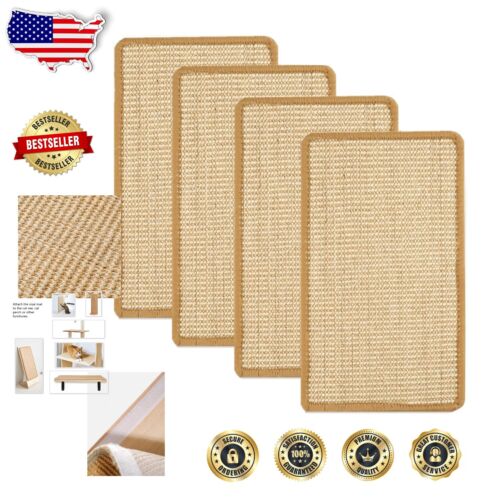 Durable 4-Pack Sisal Cat Scratching Pads with Easy-Clean Design for Indoor Use