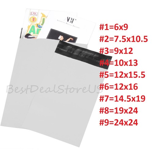 200 Combo 100 6X9 & 100 7.5X10.5 White Poly Mailer Self Sealing Shipping Bags - Picture 2 of 4